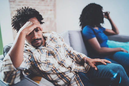 Young black couple feeling ignored by partner and in need of counselling